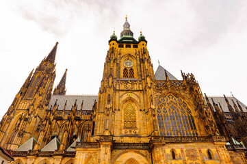 Close view of the St. Vitus Cathedral, Prague Castle, Prague, Czech Republic