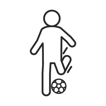 soccer game, player kicks the ball league recreational sports tournament line style icon
