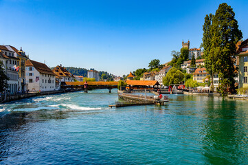 Fototapeta na wymiar Needle dam of Lucerne, a city in the German-speaking part of Switzerland