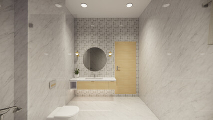 3d rendering. Interior house modern open living space with kitchen.Loft style Duplex apartment residence.Home decoration luxury  interior design.