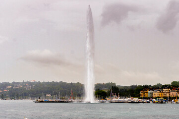 Fountain on the lake of Geneva