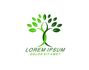 Obraz premium wellness logo with modern abstract tree concept, vector illustrations. family tree logo design
