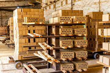 Brickworks. Production workshop inside. Manufacturing facility