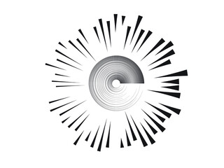 Radial speed Lines in Circle Form for comic books . fireworks Explosion background . Vector Illustration . Starburst
 round Logo . Circular Design element . Abstract Geometric star rays . Sunburst .