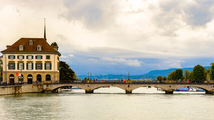 Obraz premium Zurich river Lammat, Switzerland