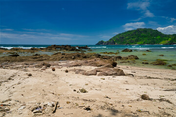 tropical beach with blue sky