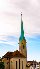 Fototapeta na wymiar Top of the Fraumunster Church, Zurich, Switzerland