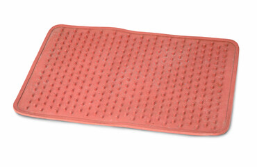 Rubber foot massaging bath mat. Isolated on white background with shadow reflection. With clipping...