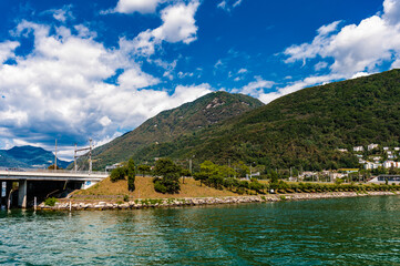 Bridge over tha Lake of Lugano, Switzerland