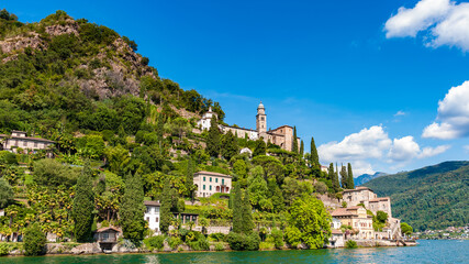 Fototapeta na wymiar Morcote Village, the Pearl of Ceresio, Lake of Lugano, Switzerland