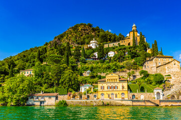 Fototapeta na wymiar Morcote Village, the Pearl of Ceresio, Lake of Lugano, Switzerland