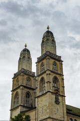 Fototapeta na wymiar Grossmunster church in Zurich, Switzerland