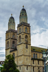 Fototapeta na wymiar Grossmunster church in Zurich, Switzerland