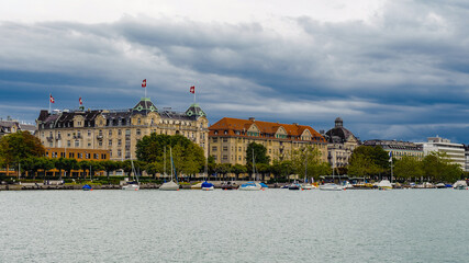 Bank of the lake of Zurich, architecture of Zurich, Switzerland