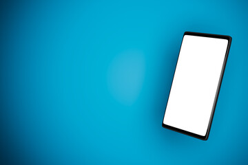 3D illustration mock up of a modern smartphone in a white screen on a blue isolated background. Design, illustration for web banner, web and mobile, infographic. Application presentation concept