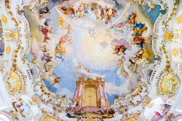 Wies, Germany. The Pilgrimage Church of Wies (Wieskirche), an oval rococo church located in the...