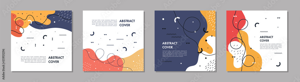 Poster trendy abstract square template with colorful concept.