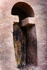 It's Close view of the monolitic church in Lalibela, Ethiopia