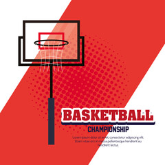 basketball championship, emblem, design of basketball and hoop basket vector illustration © Gstudio
