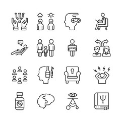 Psychology Vector Line Icons Set.