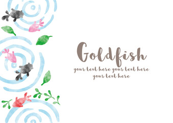 金魚_フレーム_水彩02