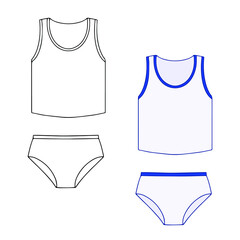 Children's clothes. T-shirt and underpants. Vector image on a white background.