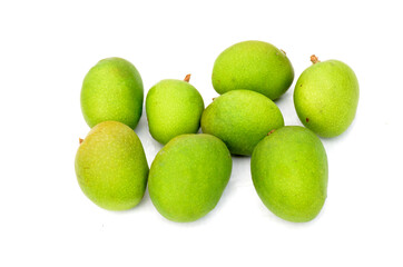 green ripe mango on white background