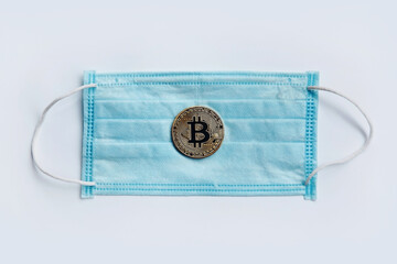 COVID-19 coronavirus in USA, Bitcoin medical coin coin. Coronavirus affects global stock market....