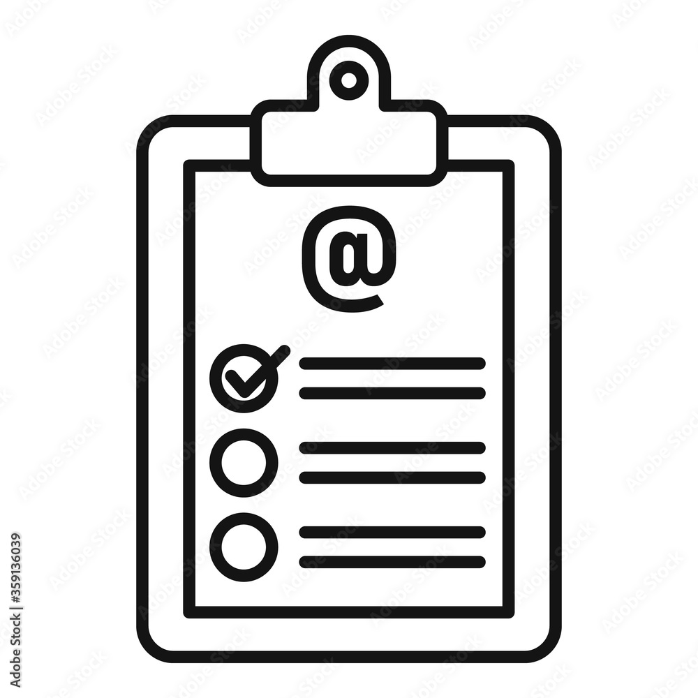 Poster clipboard survey icon. outline clipboard survey vector icon for web design isolated on white backgro