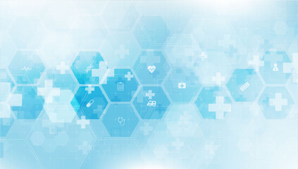 health care and science icon pattern medical innovation concept background vector design.