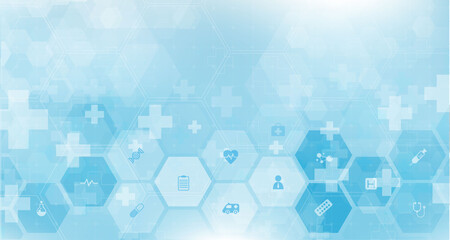 health care and science icon pattern medical innovation concept background vector design.