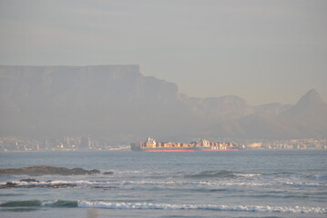 Container ships in Table Bay