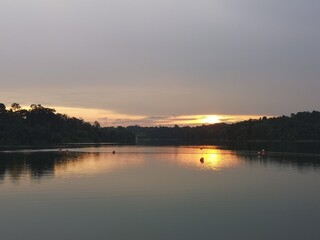 Sunset landscape at the Singapore's reservoir