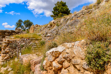 Fototapeta na wymiar It's Mycenae, center of Greek civilization, Peloponnese, Greece. Mycenae is a famous archaeological site in Greece. UNESCO World Heritage Site