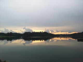 Sunset landscape at the Singapore's reservoir