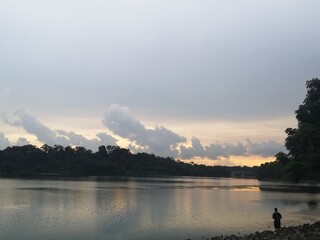 Sunset landscape at the Singapore's reservoir