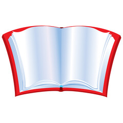 red notebook opened with blue flippers, isolated object on a white background, vector illustration,