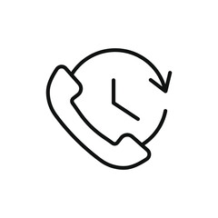 Simple icon of a call with time isolated on white background