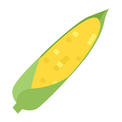 黄色い実のフレッシュなとうもろこしのイラスト。