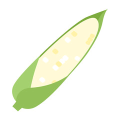 白い実の生でも食べられるとうもろこしのイラスト。