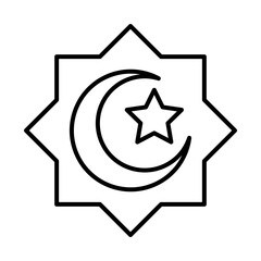 eid mubarak islamic religious ornament moon star line style icon