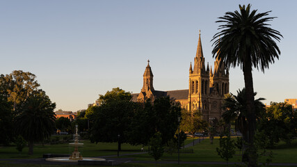 cathedral in a park during golden hour 