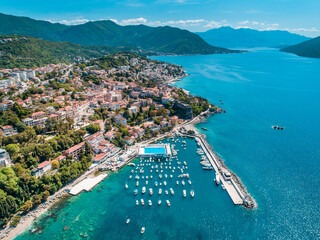 Herceg Novi, aerial view on city, Montenegro - obrazy, fototapety, plakaty