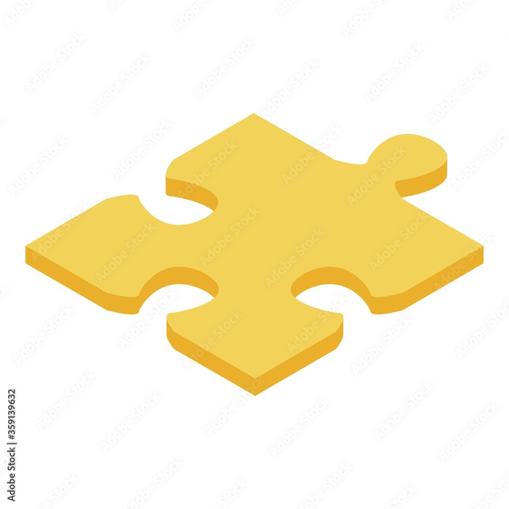 Poster yellow puzzle icon. isometric of yellow puzzle vector icon for web design isolated on white backgrou