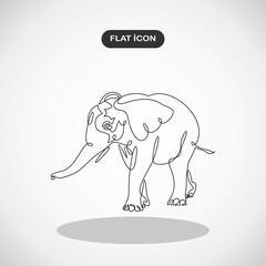 continuous line drawing of elephants wildlife vector illustration