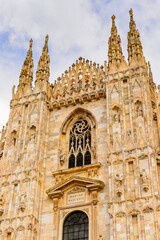 Fototapeta na wymiar It's Duomo di Milano (Dome of Milan), Milan, Italy. Metropolitan Cathedral-Basilica of the Nativity of Saint Mary