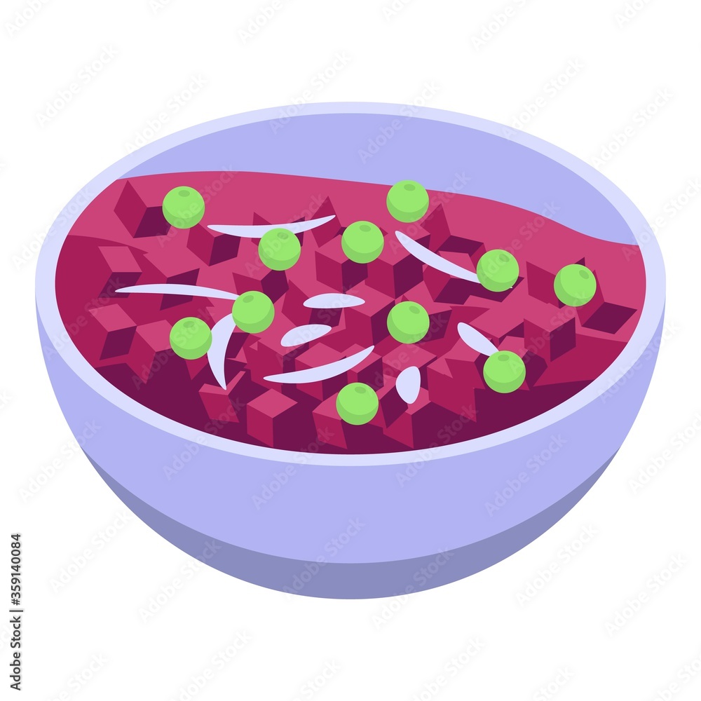 Poster red beetroot salad icon. isometric of red beetroot salad vector icon for web design isolated on whit