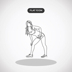 Bodybuilding or Fitness Club. Athletic Woman. Vector illustration.continuous line drawing