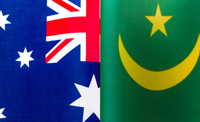 fragments of the national flags of Australia and Mauritania close up