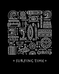 Surfing background. Tribal elements for your design